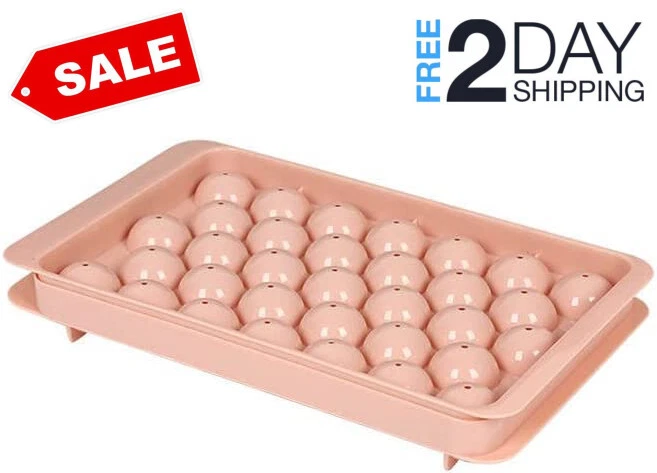 Ice Cube Tray Freezer Mold With Cover For Round Ice Ball Maker, In