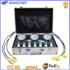 SINOCMP Hydraulic Pressure Gauge Kit For CASE Hitachi Excavator Pressure Testing