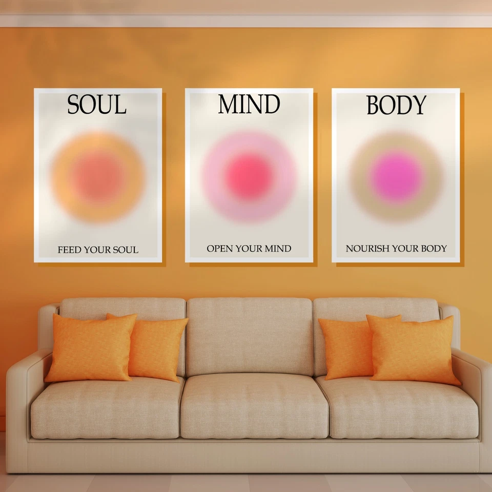 Набор плакатов с положительной аурой из 3 плакатов в рамке 11x17 дюймов набор с аурой Zen настенное искусство подарок - Изображение 4 из 4