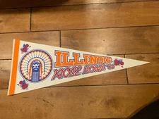 1984 ILLINOIS ROSE BOWL FIGHTING ILLINI FOOTBALL FULL SIZE 29" PENNANT