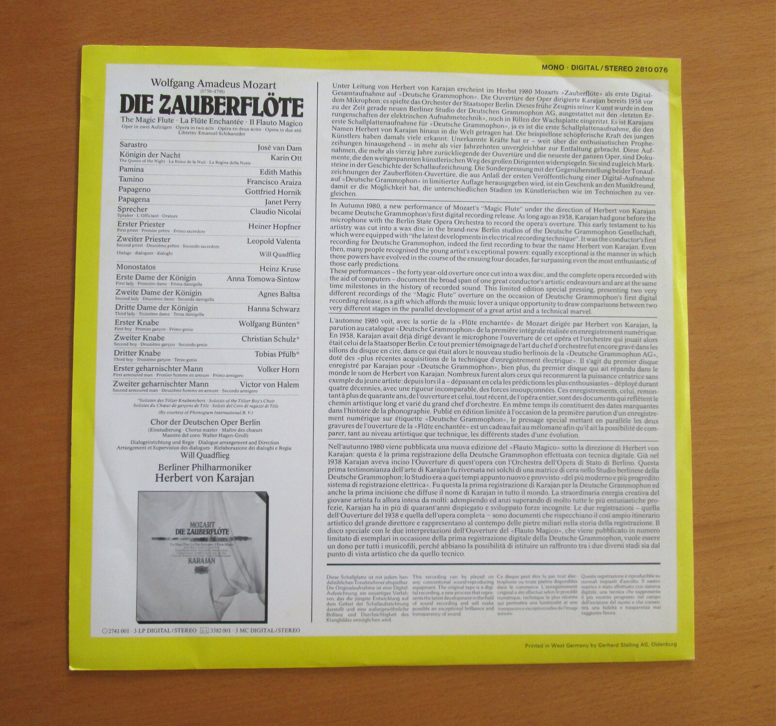 DG 2810 076 Mozart Die Zauberflote Karajan Debut Recording 1938 Vinyl