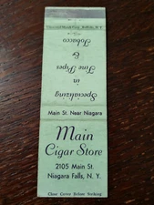 Vintage Matchcover: Main Cigar Store, Niagara Falls, NY