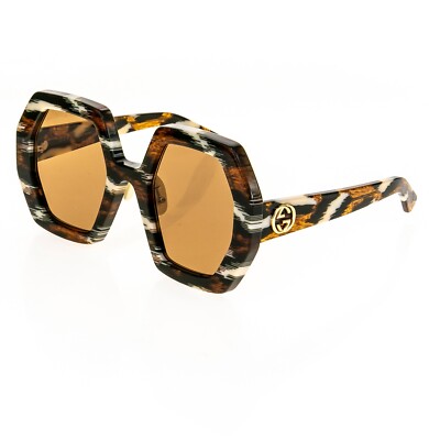 Gucci GG1254S 001 GG Logo Black Gold Grey Oversized Woman Sunglasses  AUTHENTIC | eBay