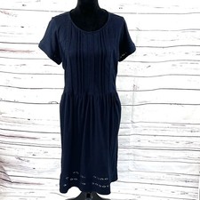 J. Jill Dress Women's Size M Blue Short Sleeve Eyelet Round Neck Casual