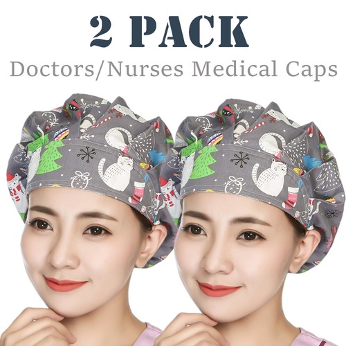 2 PCS Flowers Animal Pattern Cap Bouffant Hat/Cap Adjustable One size Cute Hats - Picture 14 of 26
