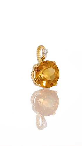 Collar colgante de piedras preciosas de citrino naranja natural de 5 quilates de oro amarillo macizo de 14 quilates de 18 pulgadas - Vídeo 1 de 1