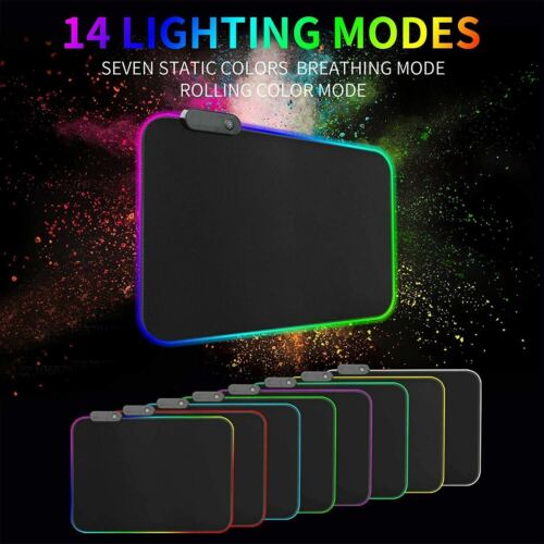 Gaming Mouse Pad RGB LED Light Color Switching For Computer Laptop Colorful USA - 第 6/6 張圖片