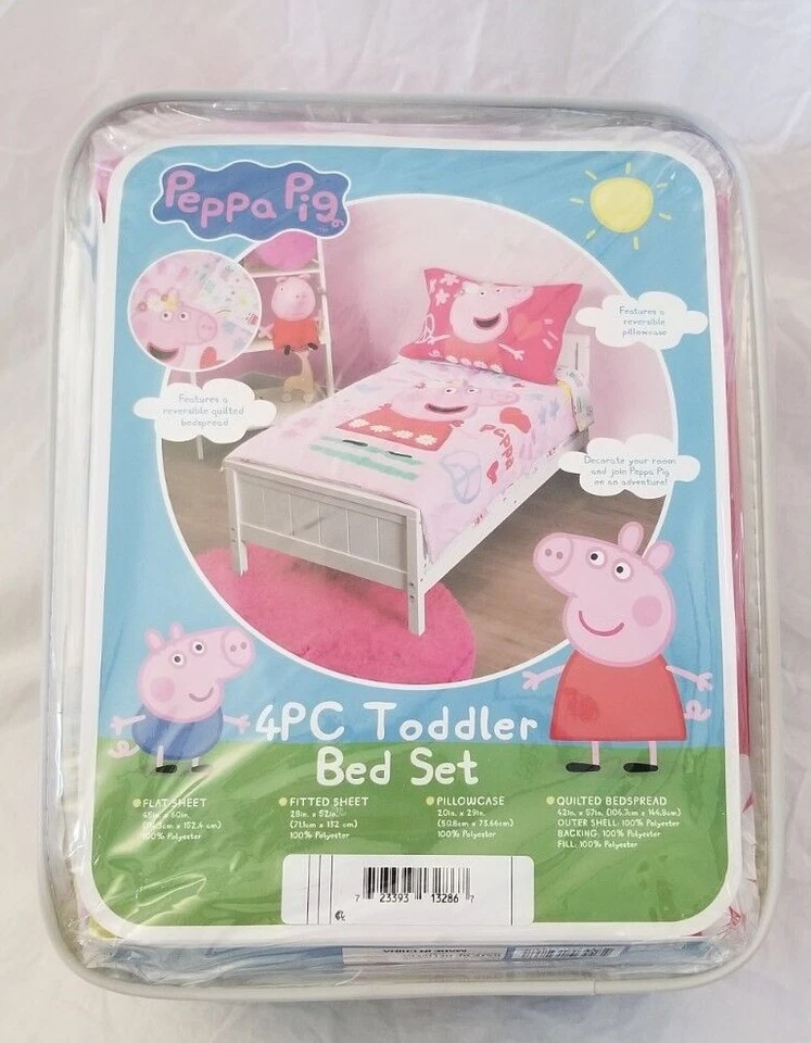 Juego de cama de 4 piezas Fun House Peppa Pig para niños pequeños nuevo en paquete Foto 2 de 4