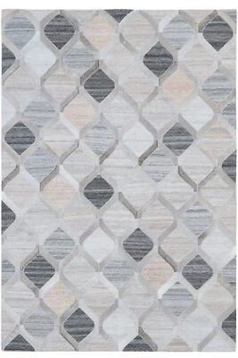 Leder Teppich Tappeto 150x240 cm Rindsleder Rug Cowhide Kuhfell grau beige - Bild 1 von 4