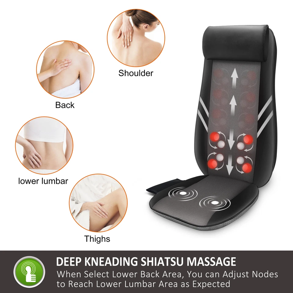 Snailax Shiatsu Back Massager with Heat, Full Back Kneading Seat Massage cushion - Image 4 of 4