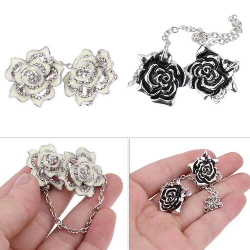 Retro Flower Shawl Clip Sweater Collar Metal Clip Holder Clothing Pins Clip - Picture 1 of 20