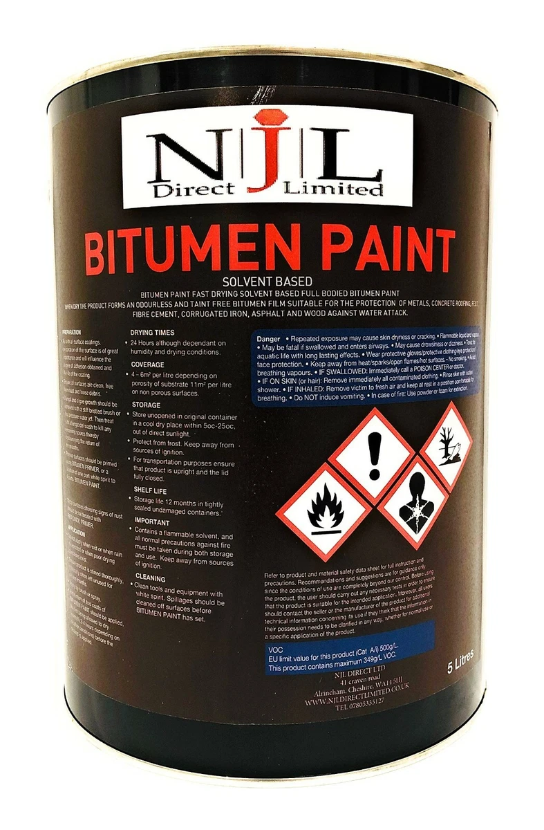 Njl Black Bitumen Paint Concrete, Steel Iron, Weatherproof 