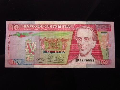 Guatemala 10 Quetzales 1989 a8h P75 Banknote Geld