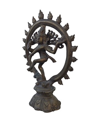 Große alte schwere Messing Indianer Metall tanzende Shiva Figur / Statue