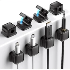Efficient 8-Pack Cord Organizer for Phone & USB Cables - Adhesive & Magnetic
