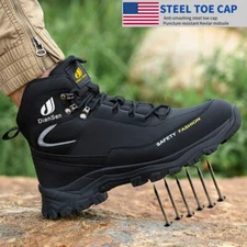 Mens Steel Toe Work Boots Safety Waterproof Leather Industrial Protective Boots