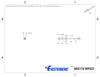 Blind Rivets New Lot Of 1000 Pcs Aluminum Pop Rivets 3/16 X 7/8 Dome - Foto 4