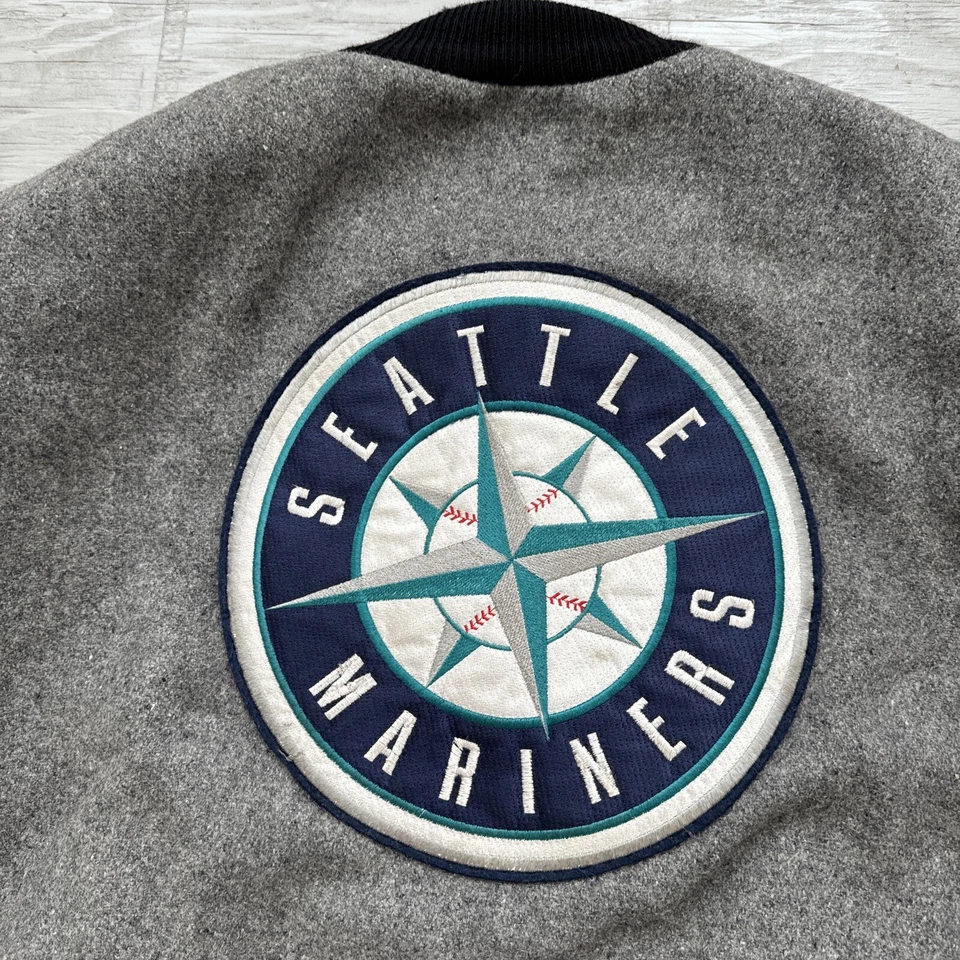 Vintage 90s MLB Delong Seattle Mariners Wool Baseball Jacket Sz 48 - USA made - Image 2 of 4