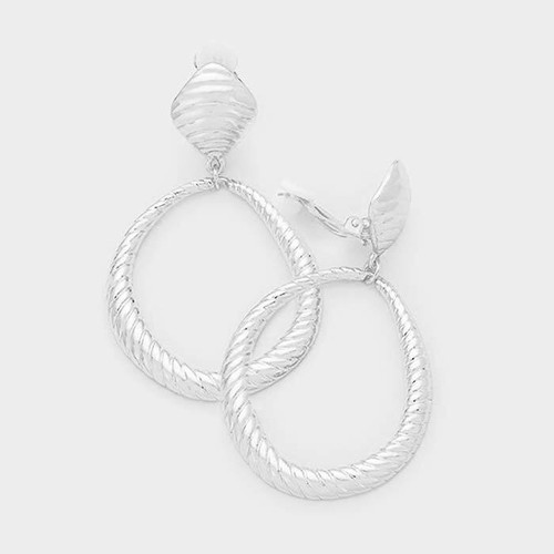 Textured Hoop Clip-on Earrings-New - Picture 2 of 4