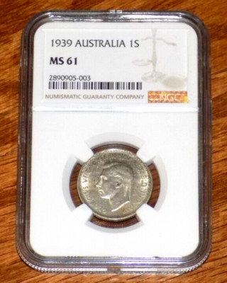 NGC 1939 AUSTRALIA ONE SHILLING GEORGE VI 1S MS 61 Certified