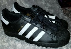ADIDAS J SUPERSTAR FOUNDATION CORE BLACK WHITE EF5398 Size KIDS 5 | eBay