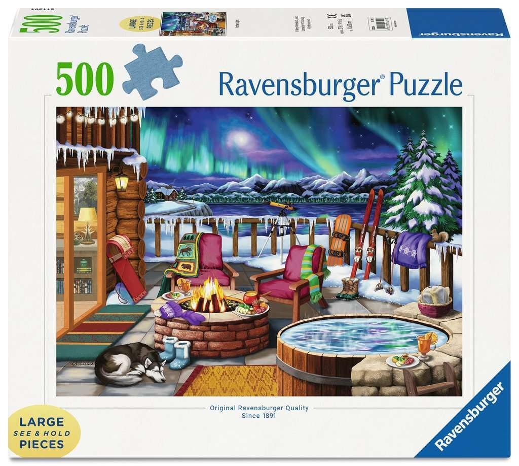 Puzzle 500 pièces panorama Lumières du Nord en carton rigide haute densité dès 12 ans