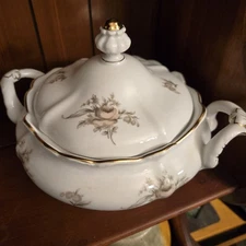 JOHANN HAVILAND Sepia Rose Round Covered Vegetable Bowl Tureen