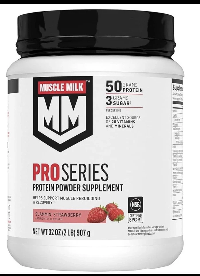 Proteína en polvo Muscle Milk Pro Series - 32 oz Slammin Strawberry caducidad 11/2025 Foto 2 de 4