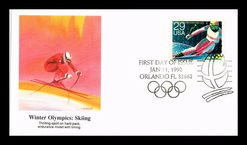 DR JIM STAMPS US COVER WINTER OLYMPICS SKIING FIRST DAY ISSUE FLEETWOOD
