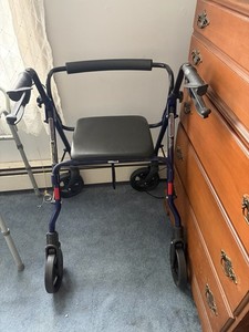 Drive Rollator Walker Foldable Adjustable Height 4 Wheels Handbrakes Blue