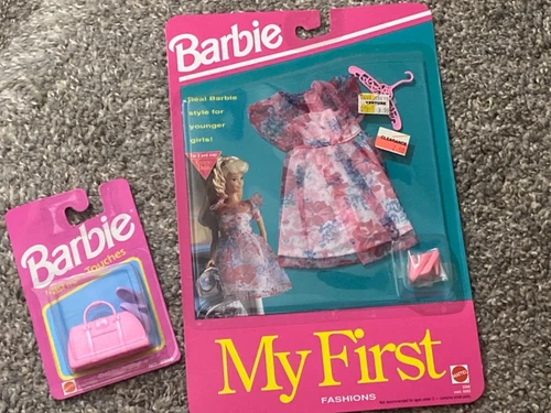Beautiful sheer Dress 1992 Vintage 3399 My First Barbie Fashion + Purse/shoes