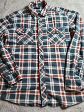 Jackeroo Men?s Button Up  Shirt Flannelette Blue & White Plaid Size UK Medium 