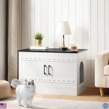 Stylish Cat Litter Box Enclosure - Wooden Washroom & End Table, 31.5" x 19.7