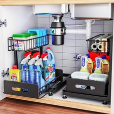 2 Pack Under Sink Organizers and Storage,Pull Out Cabinet Organizer,2-Tier Sl...