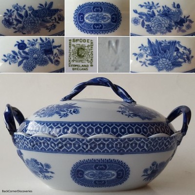Antique 1904 Spode Copeland Blue Transferware 5¾'' Individ Covered Casserole Dish