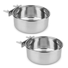 Stainless Steel Bird Food Water Bowl Parrot Cage Accessories for Parakeet Bir...