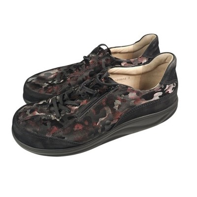FINN COMFORT Otaru Sneakers Black Red Pattern NO INSOLES! Women UK 8.5 - US 11