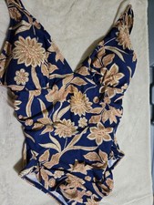 Cupshe L Navy Blue Floral  1 Pc Swimsuit Tumm...