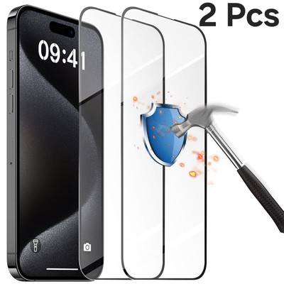 2x Displayschutz Panzerfolie für iPhone 16 15 14 13 12 11 Pro Max Schutzglas