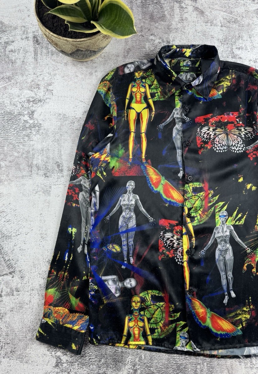 Jaded London Multi Robotic Laser Hawaiian Long Sleeve Y2K Designer