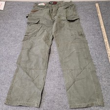 Wrangler Cargo Pants Mens Size 36x34 Green Cotton Ripstop Riggs Workwear Utility