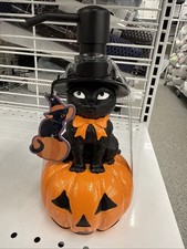 Halloween Black Cat in Pumpkin Soap Pump Dispenser Spooky Bath Whimsical Kitten