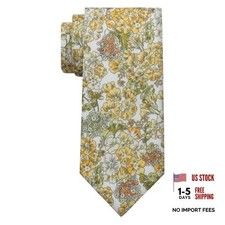 Floral Ties for Men Mens Floral Tie Cotton Neck Tie Skinny Yellow Green Flower