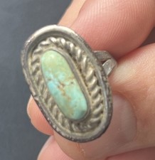 Vintage Navajo Sterling Silver Turquoise Ring 6.2 Grams Size 5