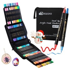 Acrylic Paint Markers 80 Colors Dual Tip 1 Count Pack of 80 , Multicolor