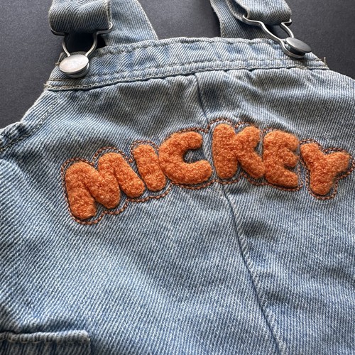 Baby Mickey Disney Denim Overalls Shorts Size 12 Months 100% Cotton Embroidered - Picture 2 of 15