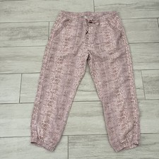 Anthropologie Women’s Pink Orana Jogger Pants Snake Print Size Large Drawstring