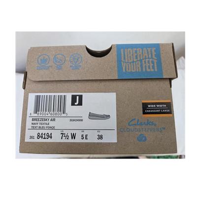 Clarks Cloudsteppers Breezesky Air Navy Textile Wide Width Cushion Women's Flats