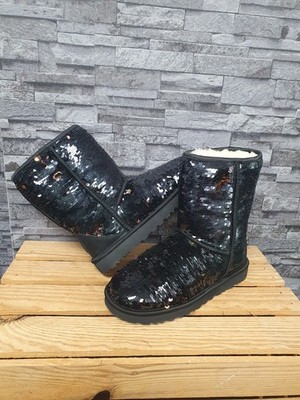 Original UGG Boots Classic Short Sequin Pailletten Schwarz Gr.39