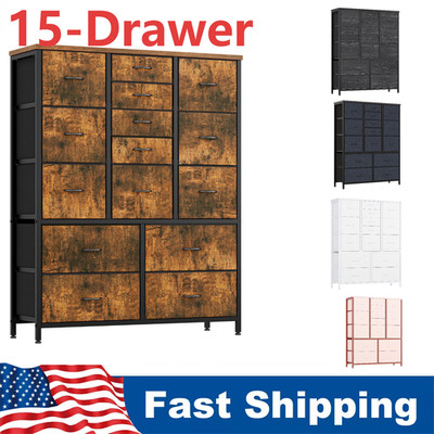 Fabric Dresser with 15 Drawers & Metal Frame, Large Storage Cabinet for Entryway